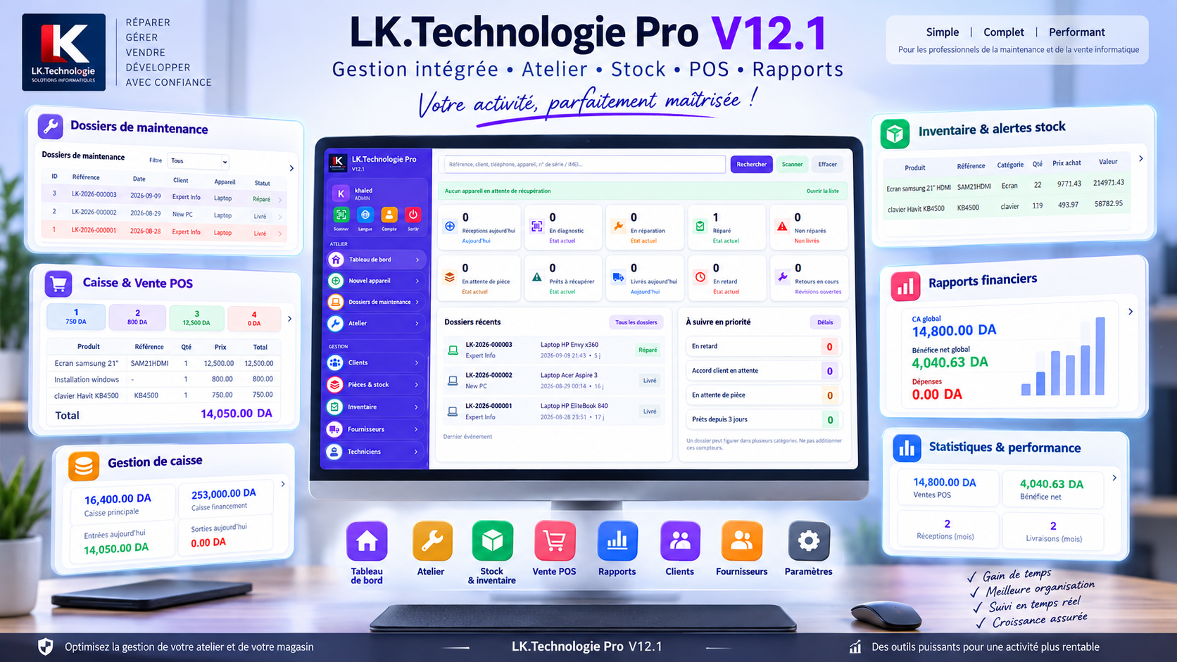 Tableau de bord de LK.Technologie Pro